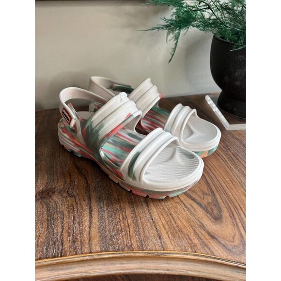 Free People Hunter Bloom Marble Aqua Coral Sandal, Size US 7/EUR 38 - Picture 6 of 6
